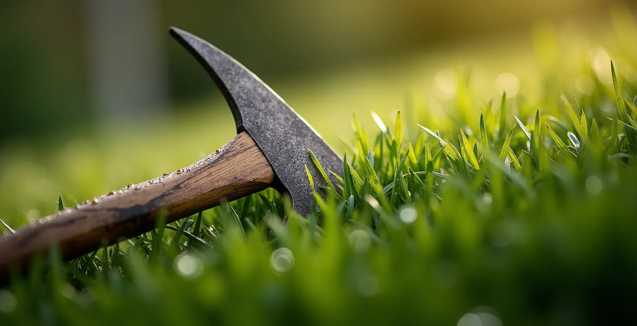 Mesure de la pente d'un terrain avec une règle et un niveau